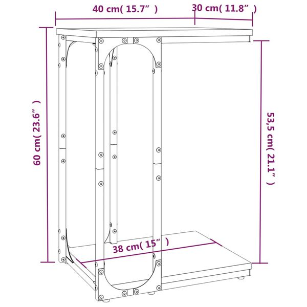 vidaXL Βοηθητικό Τραπέζι Sonoma Δρυς 40x30x60 εκ. Επεξεργασμένο Ξύλο