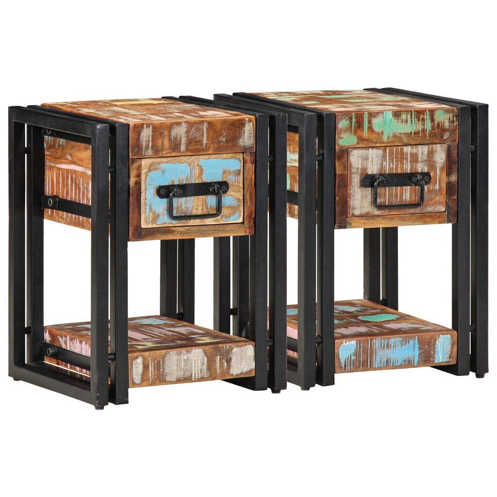 vidaXL Νυχτερινά Τραπέζια 2 τμχ 40x40x40 εκ Μασίφ ανακυκλωμένο ξύλο