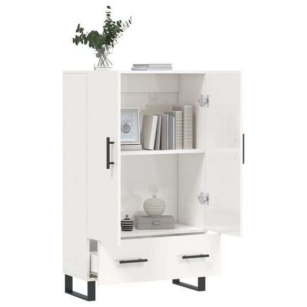 vidaXL Ντουλάπα Γυαλ. Λευκό 69,5 x 31 x 115 εκ. από Επεξεργασμένο Ξύλο