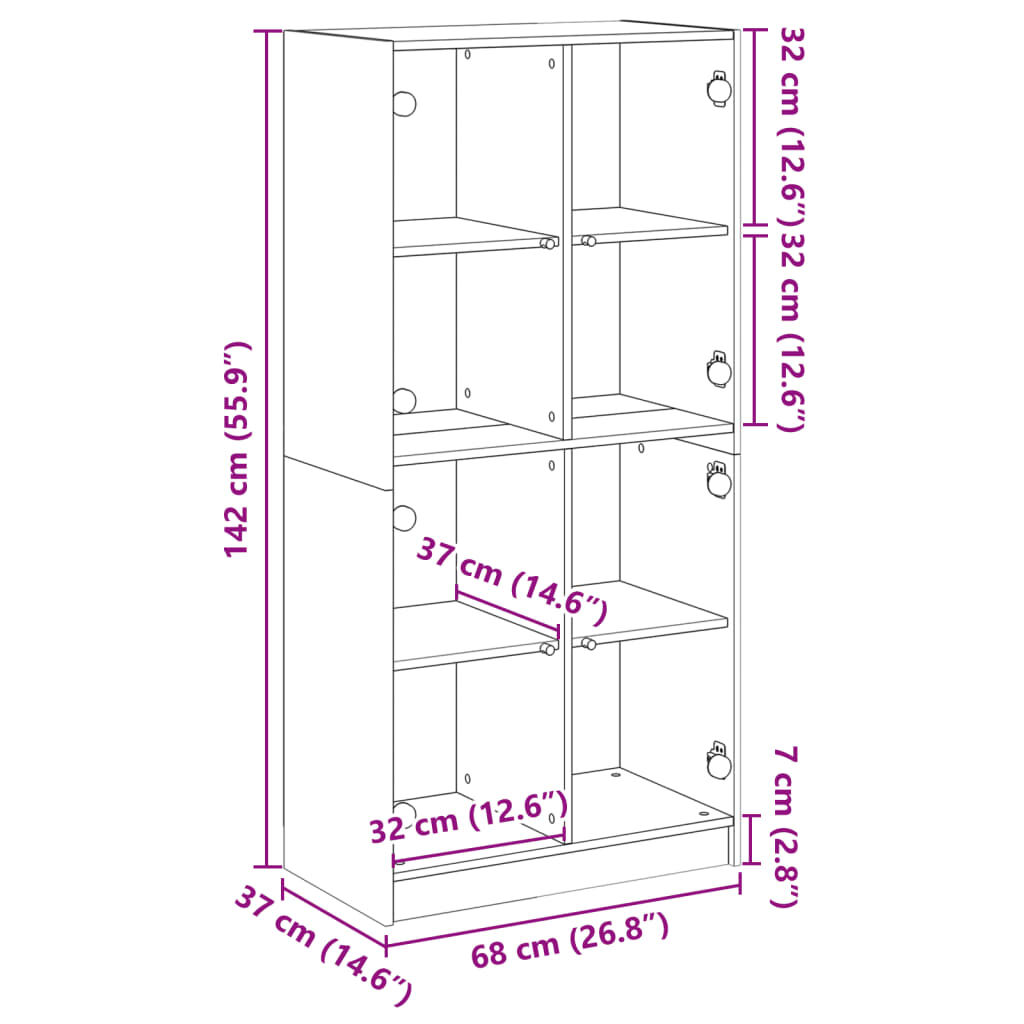 vidaXL Ντουλάπα με Πόρτες 68x37x142 εκ. Επεξεργασμένο Ξύλο