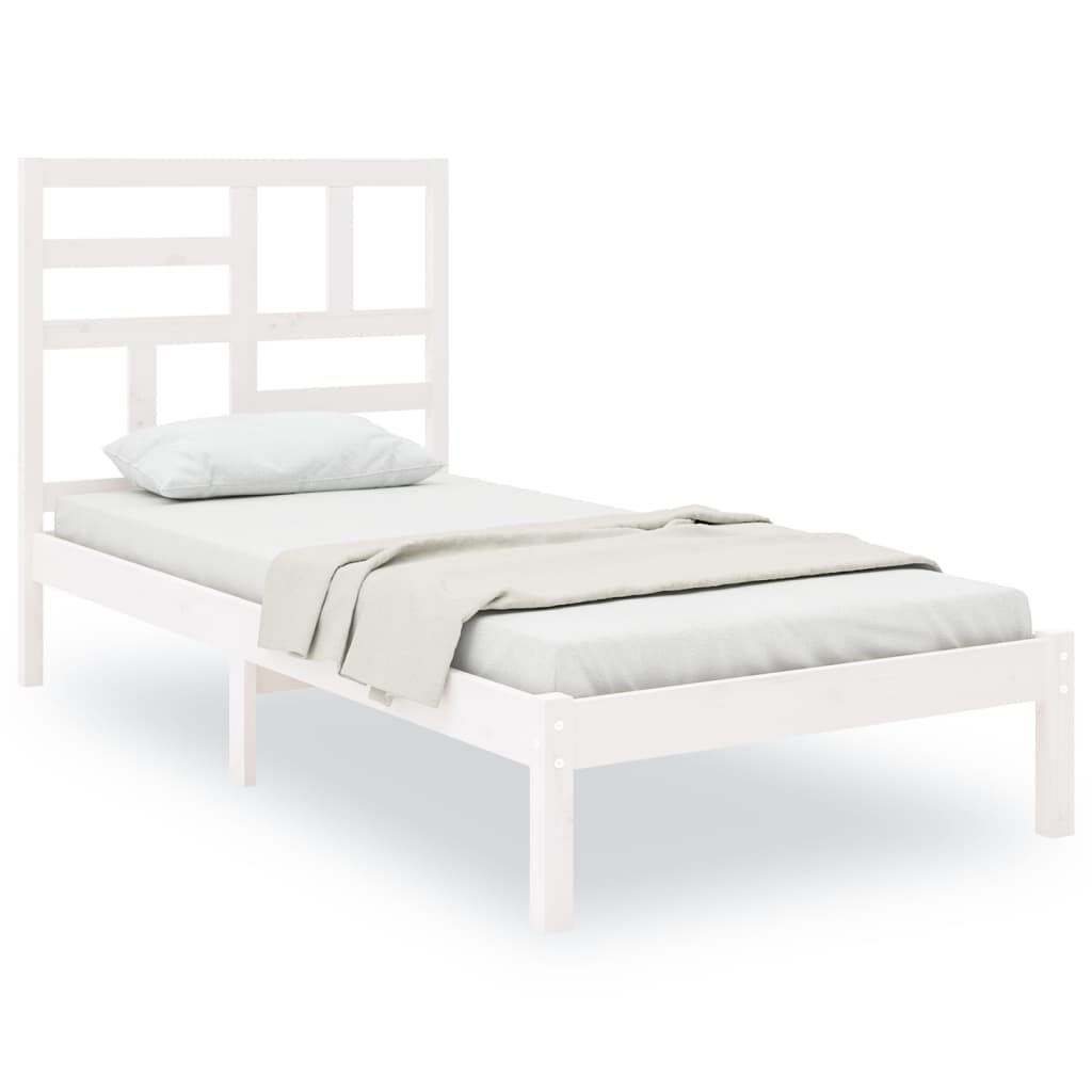 vidaXL Πλαίσιο Κρεβατιού Λευκό 75x190 εκ. Μασίφ Ξύλο Small Single