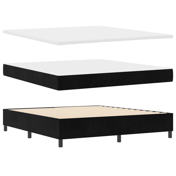 vidaXL Κρεβάτι Box Spring με Στρώμα Μαύρο 180x200 cm Βελούδο