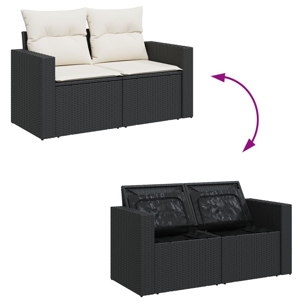 vidaXL Σετ Καναπέ Κήπου 9 pcs Μαύρο και κρεμ 80 x 80 x 71 cm
