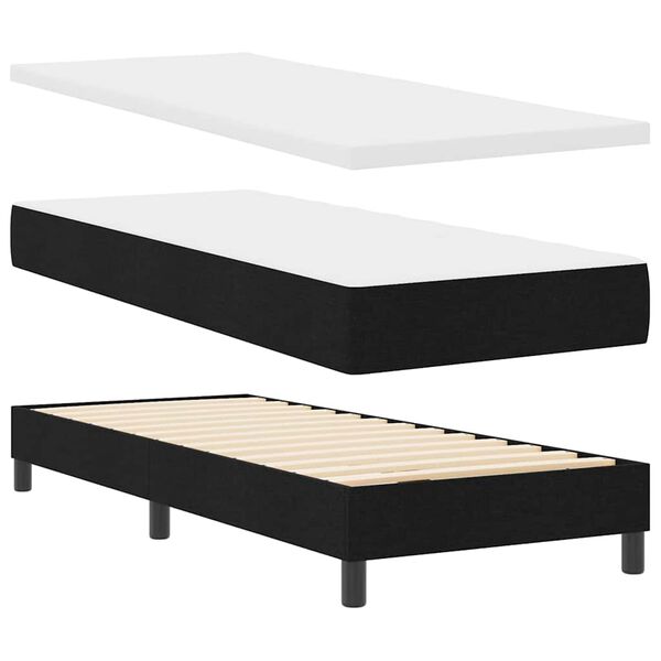 vidaXL Κρεβάτι box spring με στρώμα με στρώμα Μαύρο 80 x 200 cm