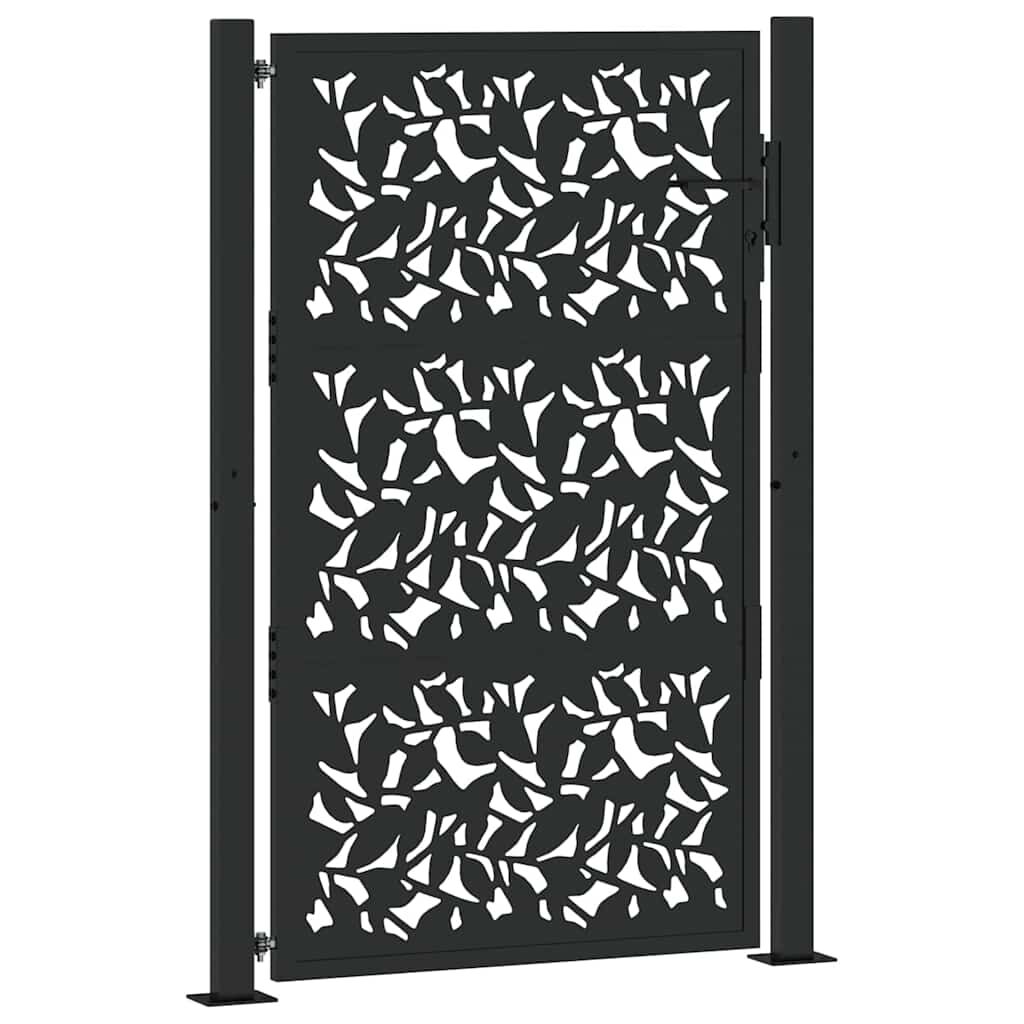 vidaXL Πύλη κήπου Μαύρη 105x155 cm Σχεδιασμός ατσαλένιου φύλλου