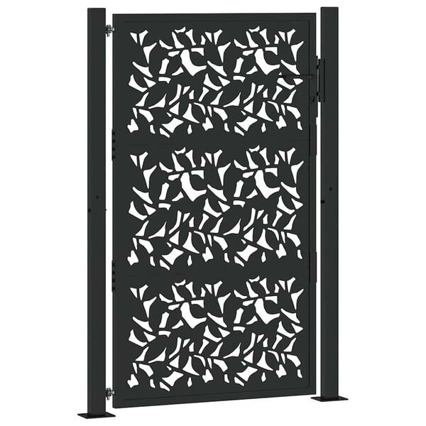 vidaXL Πύλη κήπου Μαύρη 105x155 cm Σχεδιασμός ατσαλένιου φύλλου