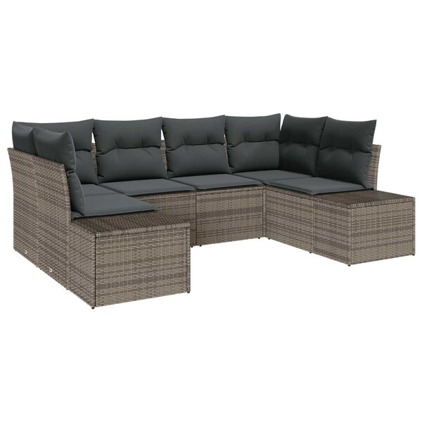 vidaXL Σετ Καναπέ Κήπου με μαξιλάρι 6 pcs Γκρι Πολυ ράταν