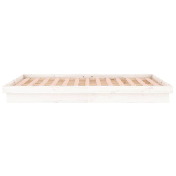 vidaXL Πλαίσιο Κρεβατιού με LED Λευκό 160 x 200 εκ. από Μασίφ Ξύλο