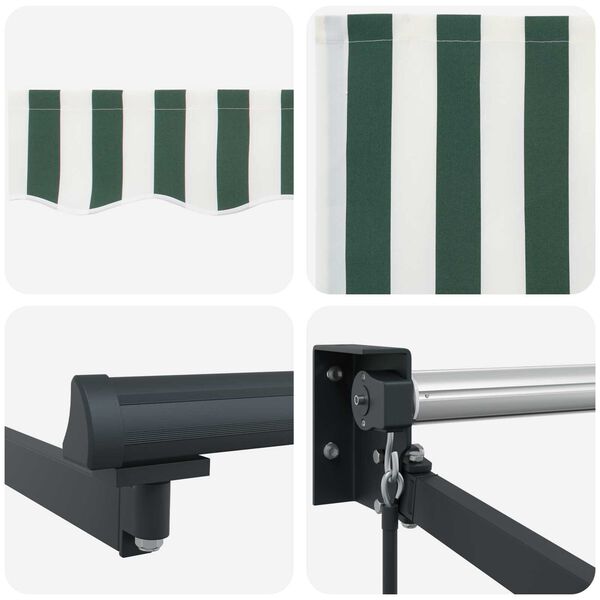 vidaXL Manual Ανασυρόμενη Τέντα Πράσινη και Λευκή 450x300 cm