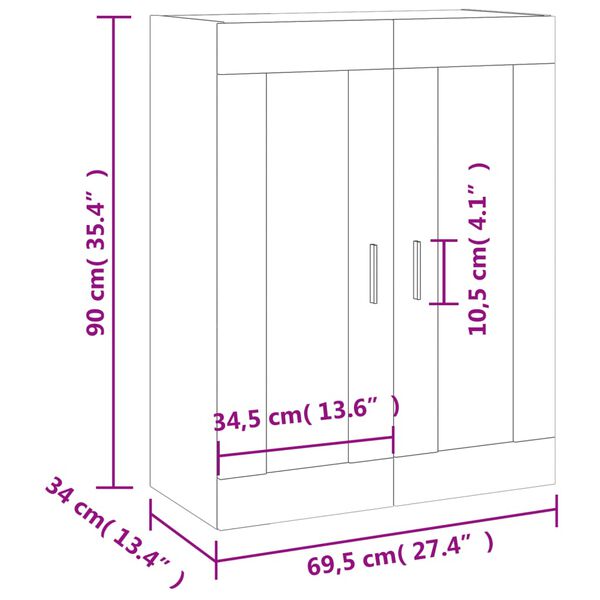 vidaXL Ντουλάπι Τοίχου Λευκό 69,5 x 34 x 90 εκ.