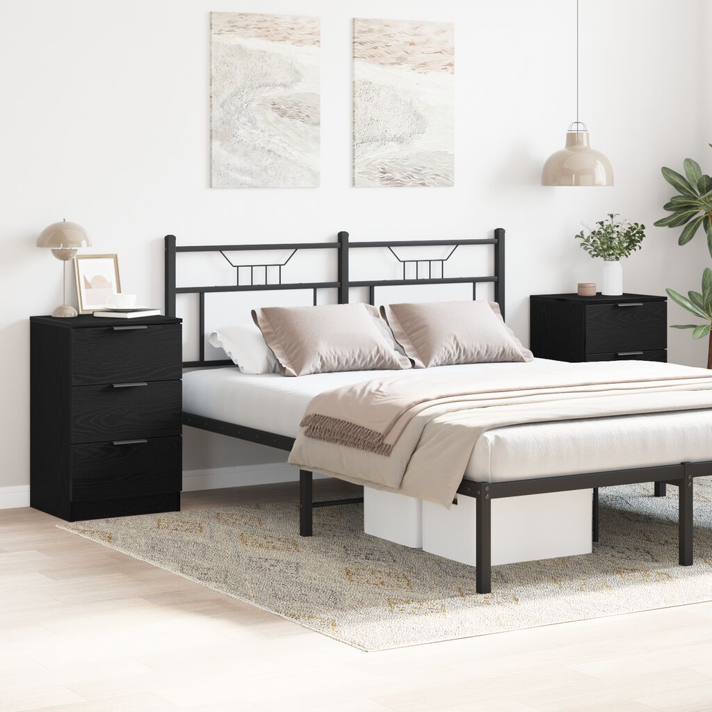 vidaXL Κομοδίνο 2 pcs Μαύρη δρυς 40 x 65 x 65 εκ. Επεξεργασμένο ξύλο