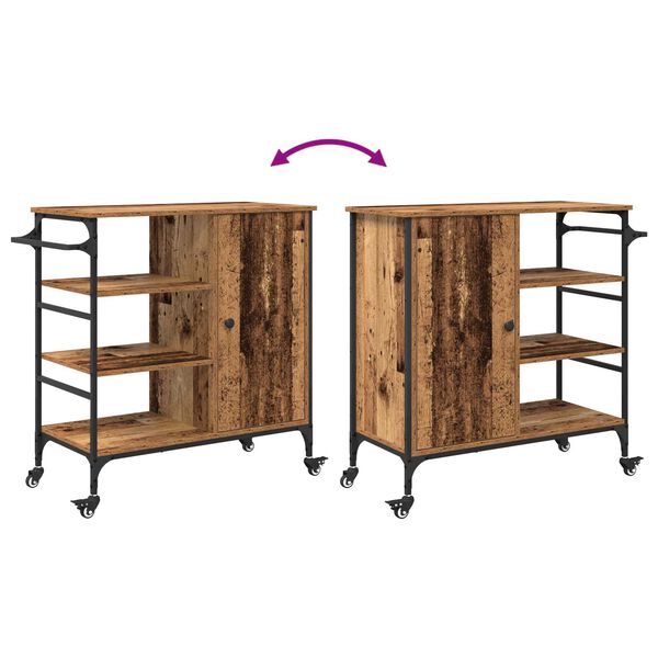 vidaXL Τροχόσπιτο Κουζίνας Παλιό Ξύλο 87,5x38,5x84,5 cm Κατασκευασμένο από Ξύλο