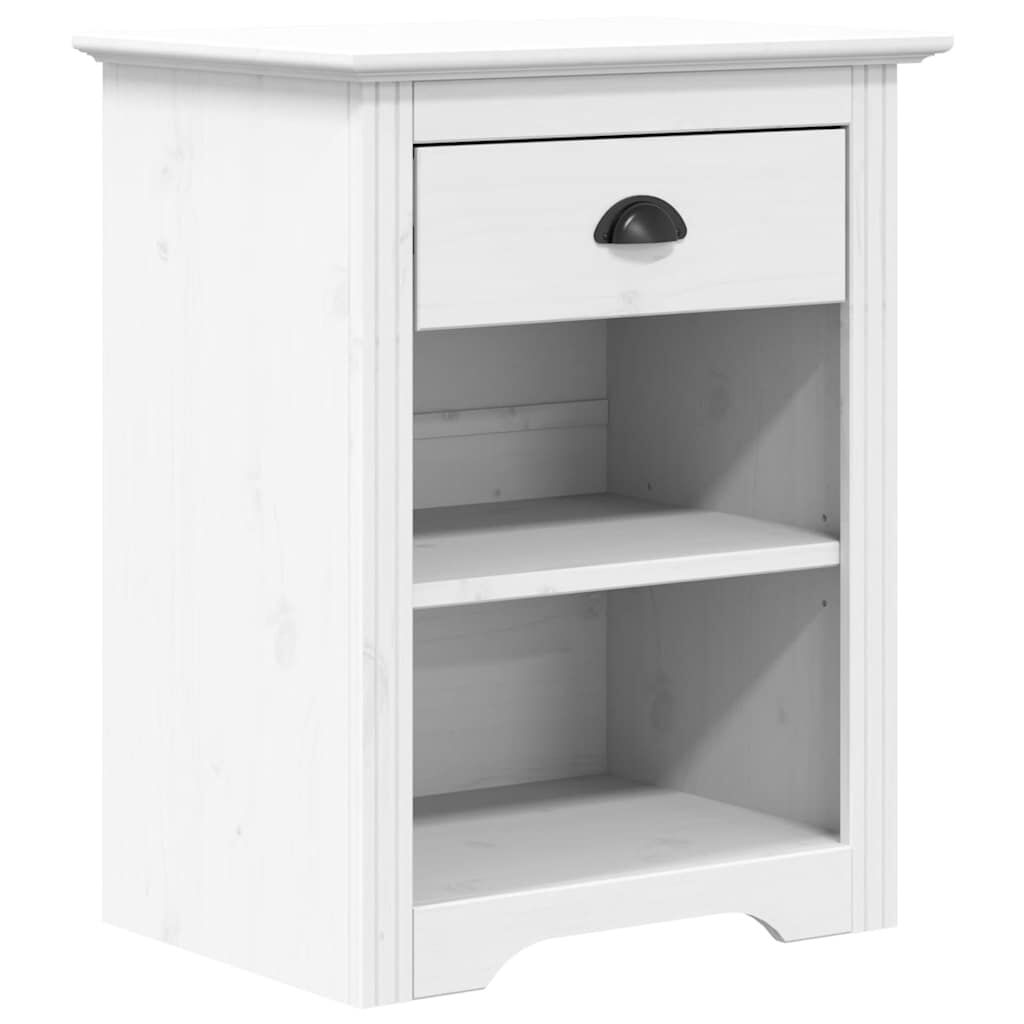 vidaXL Κομοδίνο BODO Λευκό 53 x 38,5 x 67 εκ. από Μασίφ Ξύλο Πεύκου