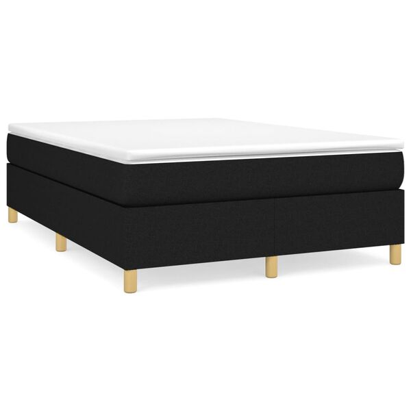 vidaXL Κρεβάτι Boxspring με Στρώμα Μαύρο 140x190 εκ. Υφασμάτινο