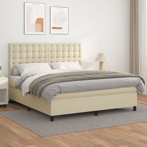 vidaXL &Kappa;&rho;&epsilon;&beta;ά&tau;&iota; Boxspring &mu;&epsilon; &Sigma;&tau;&rho;ώ&mu;&alpha; &Kappa;&rho;&epsilon;&mu; 180x200 &epsilon;&kappa;. &Sigma;&upsilon;&nu;&theta;&epsilon;&tau;&iota;&kappa;ό &Delta;έ&rho;&mu;&alpha;