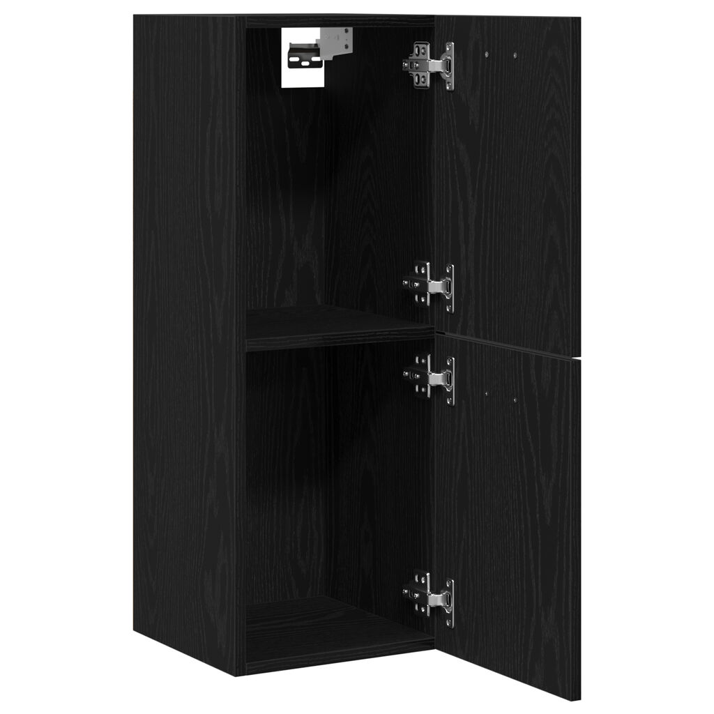 vidaXL Ντουλάπι Τοίχου Μπάνιου Μαύρη Δρυς 30x30x80 εκ, Κατασκευασμένο από Ξύλο
