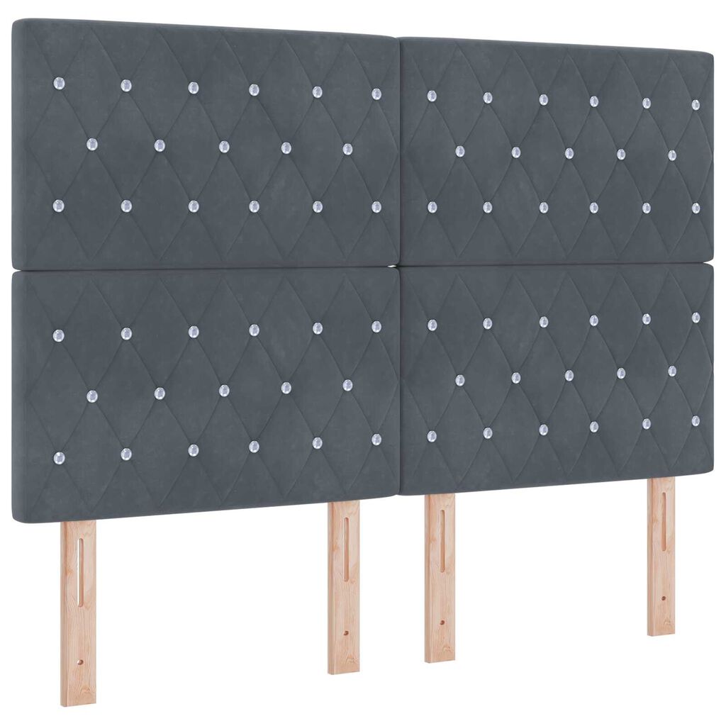 κρεβάτι με στρώμα & LED vidaXL Σκούρο Γκρι 140x200 cm Βελούδο