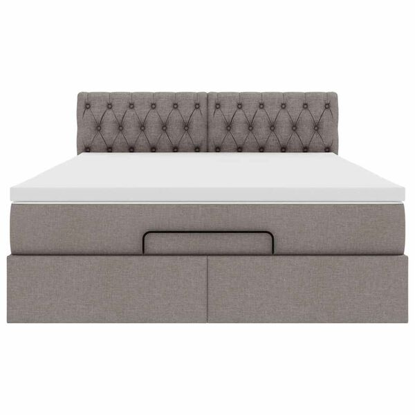 vidaXL Οθωμανικό κρεβάτι με στρώμα & LEDs Taupe 140x200 cm Ύφασμα
