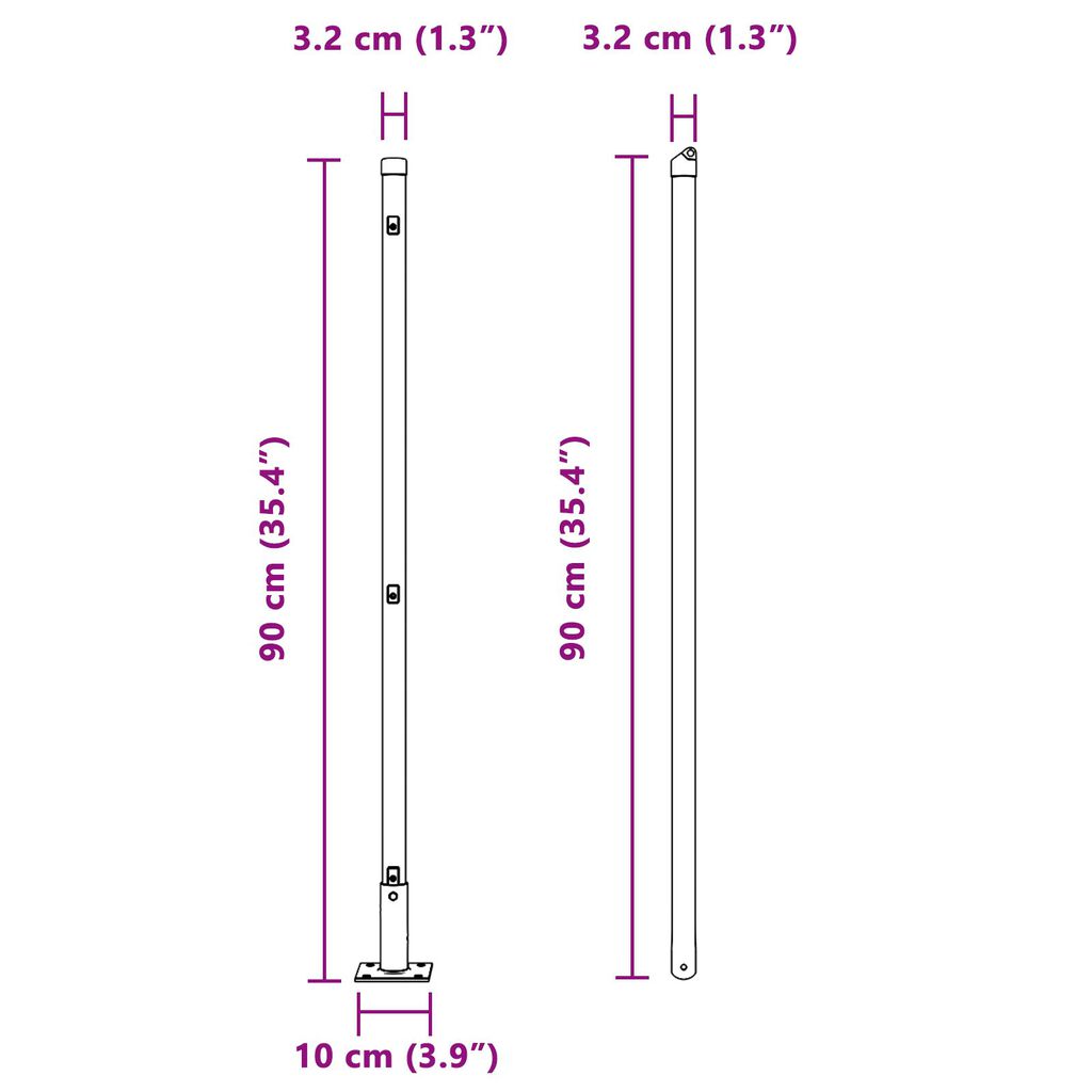 vidaXL Κολώνες Φράχτη με Βάσεις 52 τεμάχια Ø32mm 90cm Γαλβανισμένο Χάλυβα