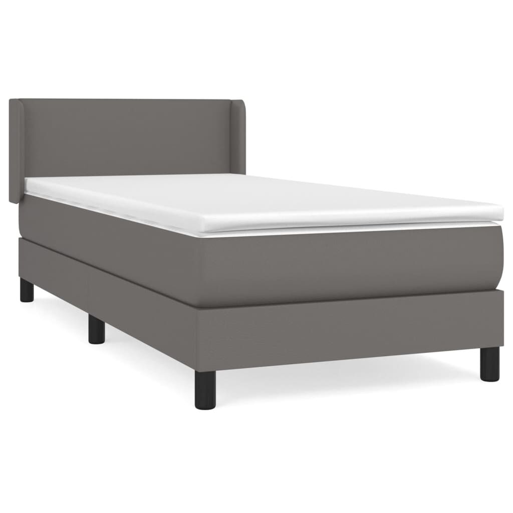vidaXL Κρεβάτι Boxspring με Στρώμα Γκρι 80 x 200 εκ. Συνθετικό Δέρμα