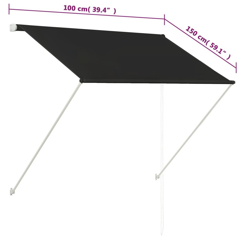 vidaXL Τέντα Συρόμενη Ανθρακί 100 x 150 εκ.