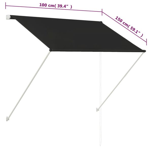 vidaXL Τέντα Συρόμενη Ανθρακί 100 x 150 εκ.