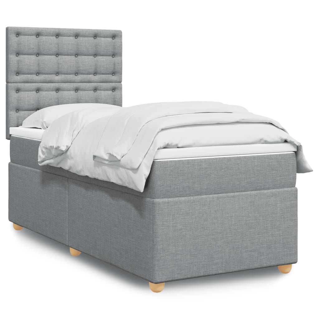 vidaXL Κρεβάτι Boxspring με Στρώμα Ανοιχτό Γκρι 80x200 εκ. Υφασμάτινο