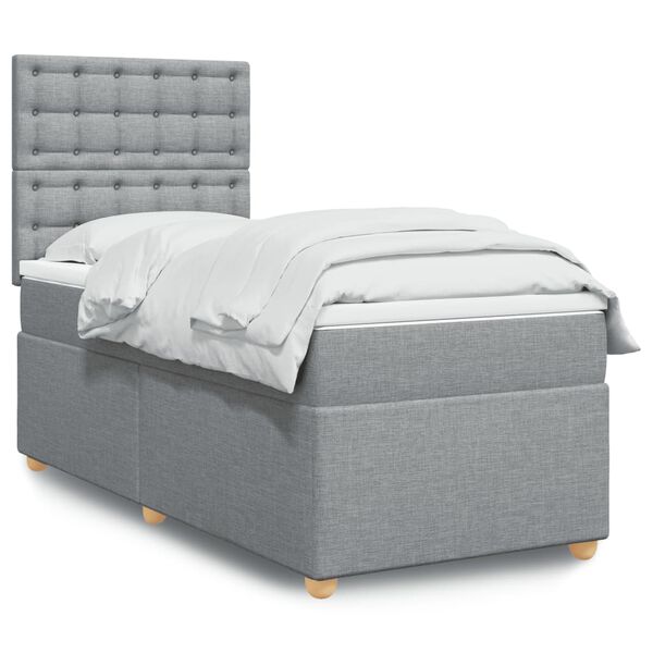 vidaXL Κρεβάτι Boxspring με Στρώμα Ανοιχτό Γκρι 80x200 εκ. Υφασμάτινο