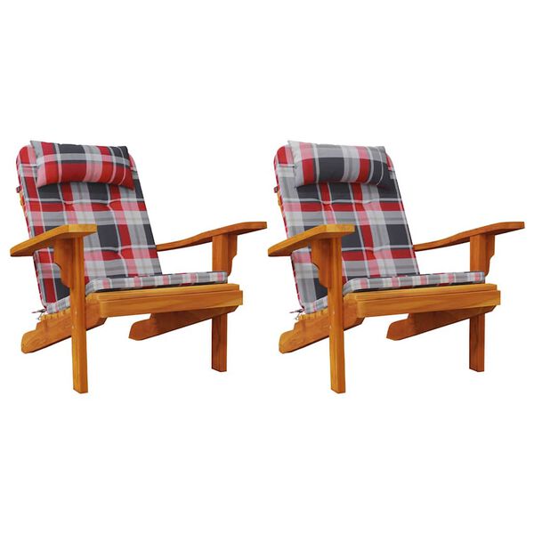 vidaXL Μαξιλάρι Καρέκλας 2 pcs Κόκκινο καρό μοτίβο 58 x 77 x 4.5 εκ
