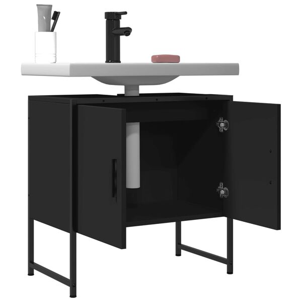 vidaXL Ντουλάπι Νιπτήρα Μπάνιου Μαύρο 60x33x60 εκ. Επεξεργασμένο Ξύλο