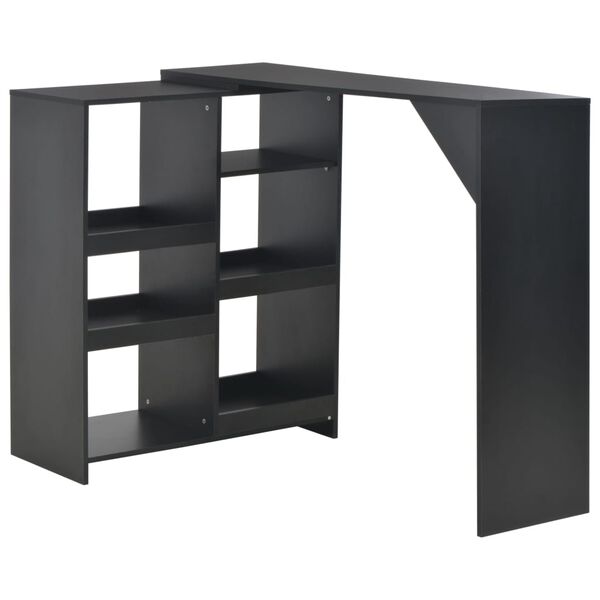 vidaXL Τραπέζι Μπαρ με Κινητή Ραφιέρα Μαύρο 138 x 39 x 110 εκ.