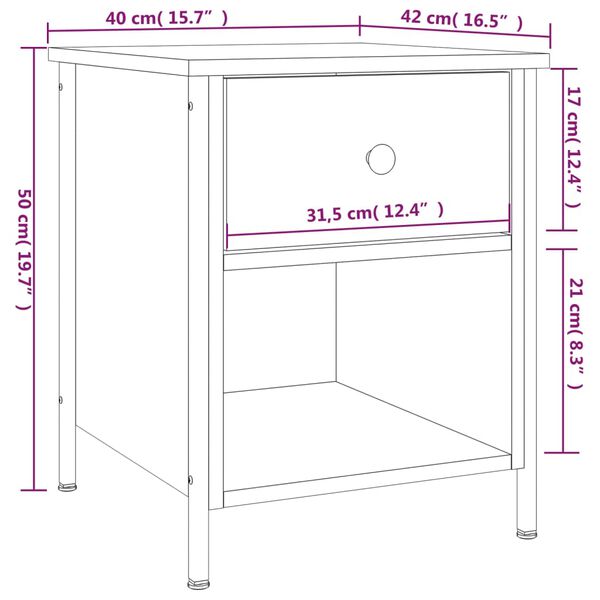 vidaXL Κομοδίνα 2 τεμ. Καπνιστή Δρυς 40x42x50 εκ. Επεξεργασμένο Ξύλο