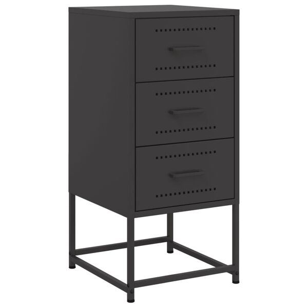 vidaXL Κομοδίνο Μαύρο 36x39x78 εκ. από Χάλυβα
