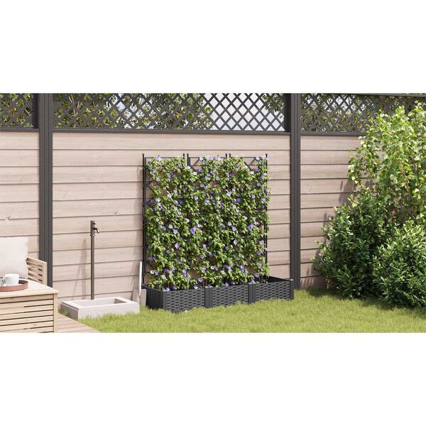 vidaXL Γλάστρα Κήπου με Πλέγμα 3 τεμ Μαύρη 120x40x125.5 εκ.
