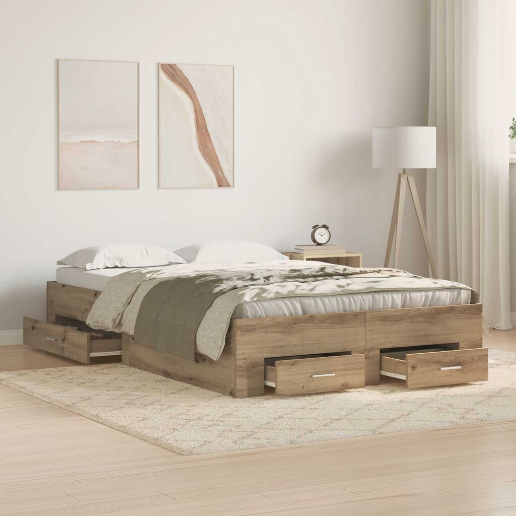 vidaXL Κρεβάτι με Συρτάρια με συρτάρι artisan δρυς 120 x 200 cm