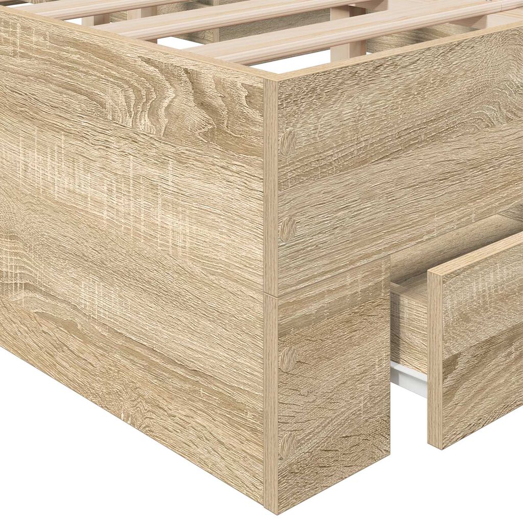 vidaXL Κρεβάτι με συρτάρια σε ανοιχτό δρυ 120x190 εκ. Επεξεργασμένο ξύλο