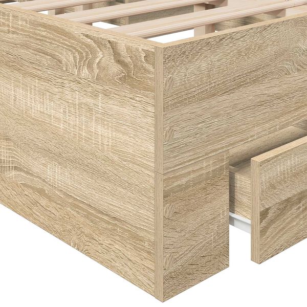 vidaXL Κρεβάτι με συρτάρια σε ανοιχτό δρυ 120x190 εκ. Επεξεργασμένο ξύλο