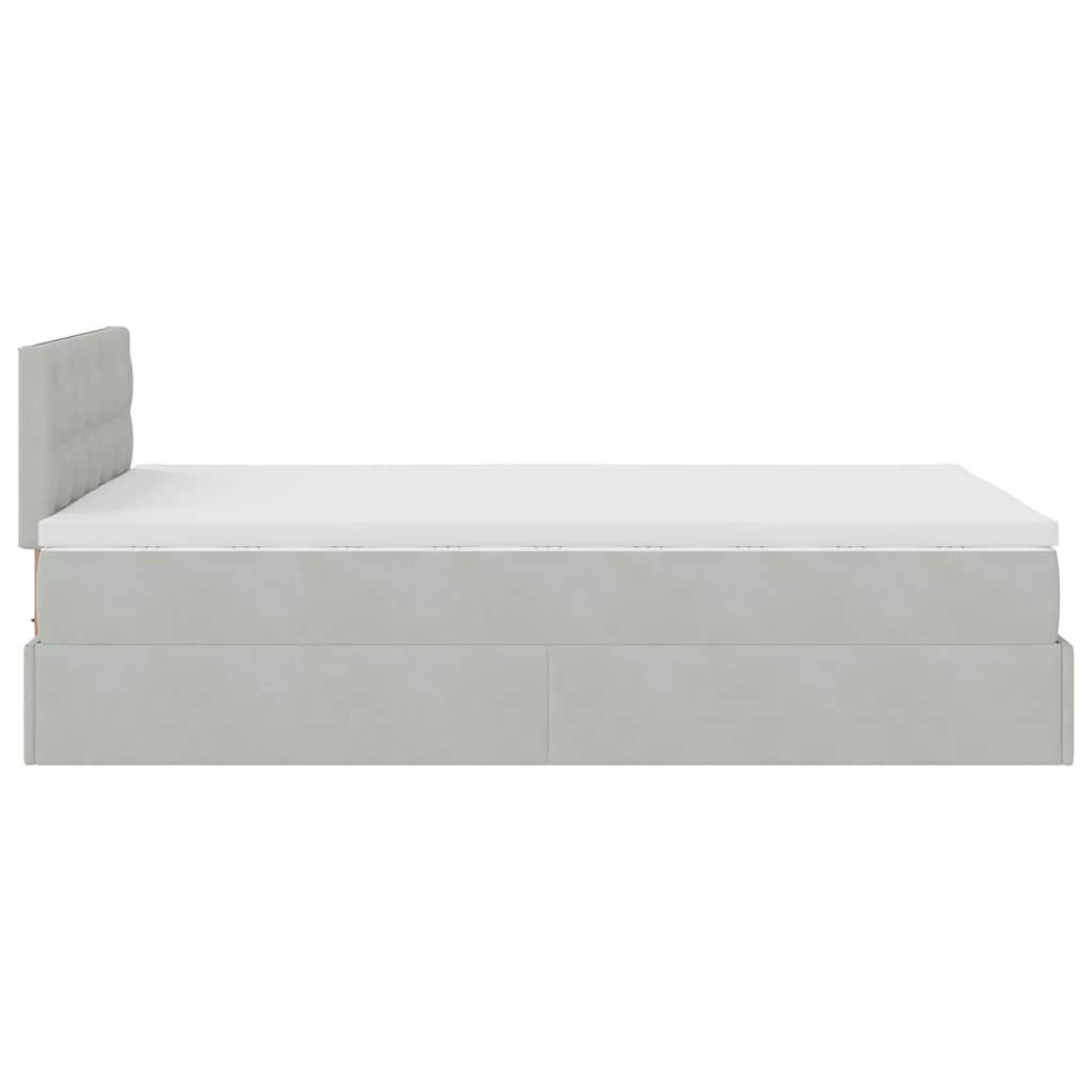 vidaXL Οθωμανικό κρεβάτι με στρώμα&LEDs Ανοιχτό γκρι 120x200cm Βελούδο