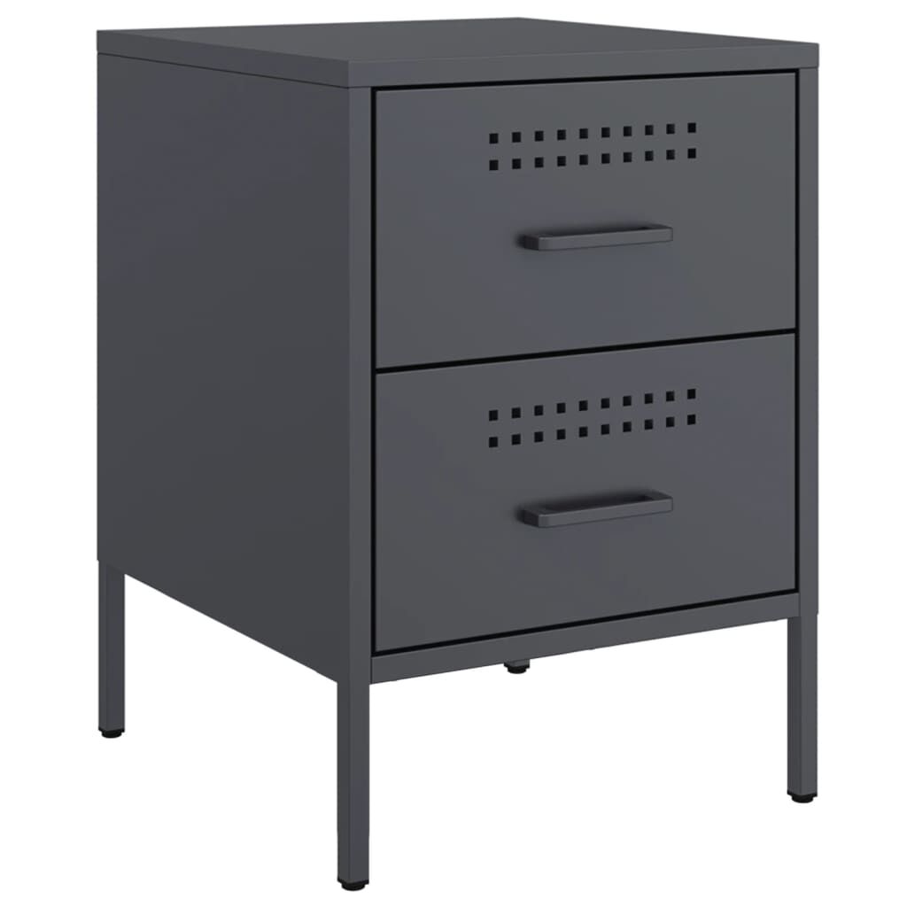 vidaXL Κομοδίνα 2 τεμ. Ανθρακί 36x39x50,5 εκ. από Χάλυβα