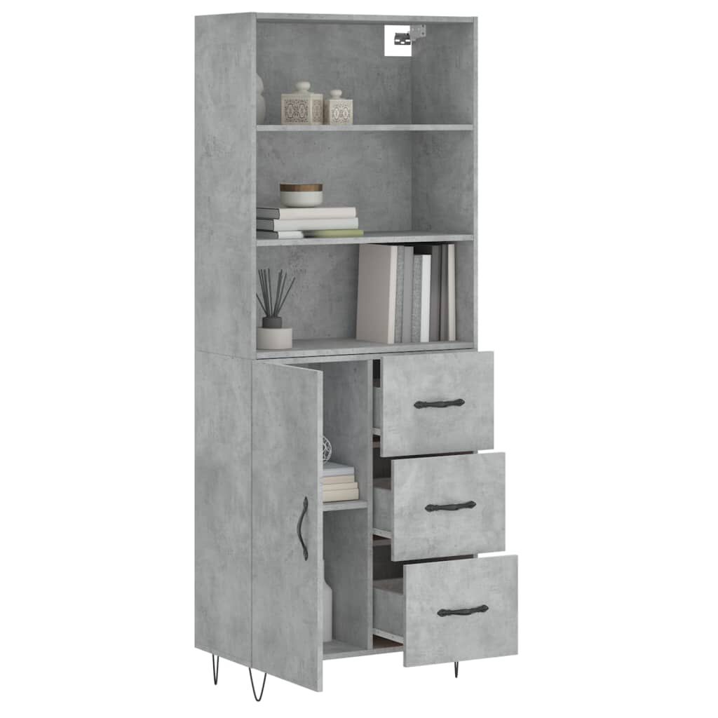 vidaXL Ντουλάπι Γκρι Σκυροδέματος 69,5x34x180 εκ. Επεξεργασμένο Ξύλο
