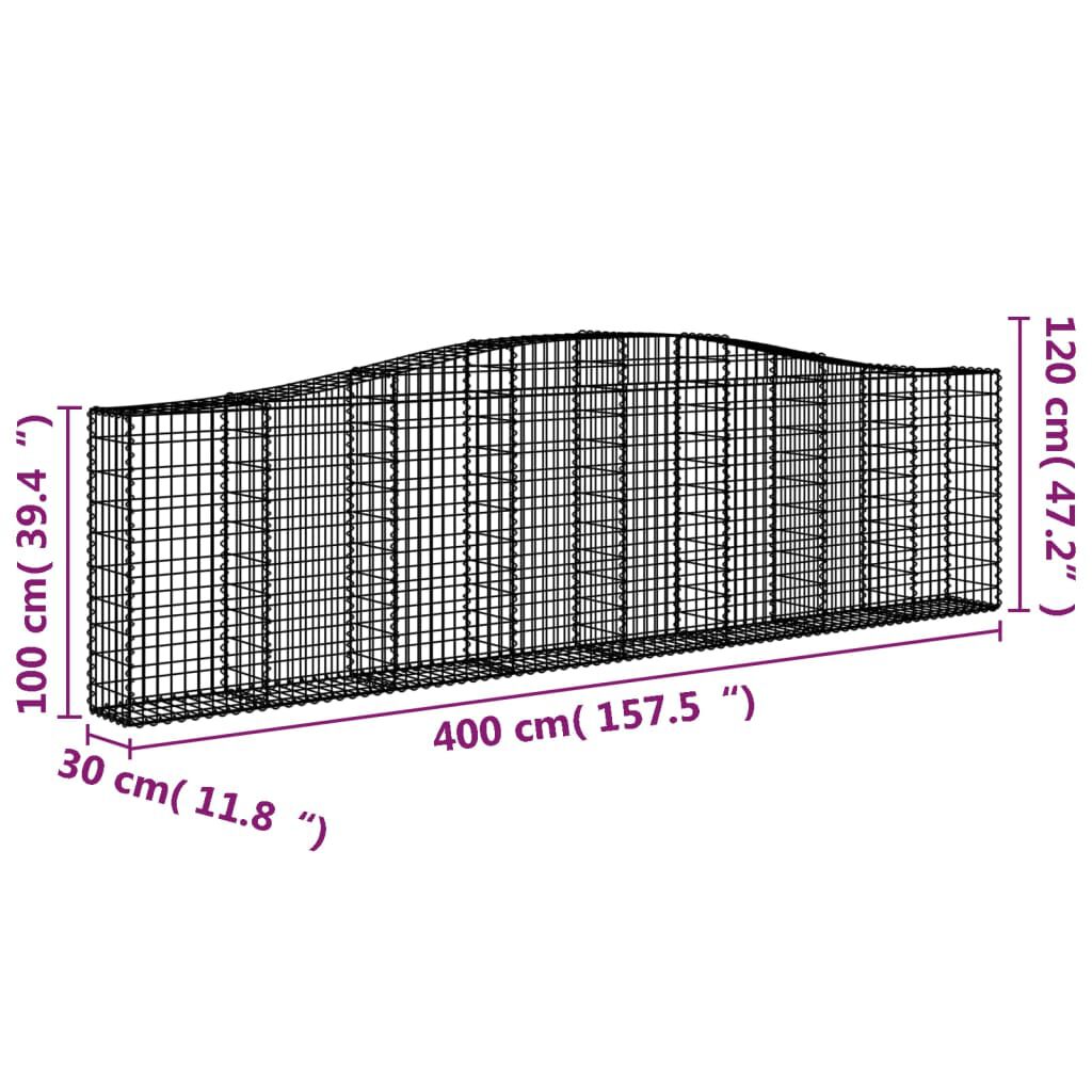 vidaXL Συρματοκιβώτια Τοξωτά 5 τεμ. 400x30x100/120 εκ. Γαλβαν. Ατσάλι