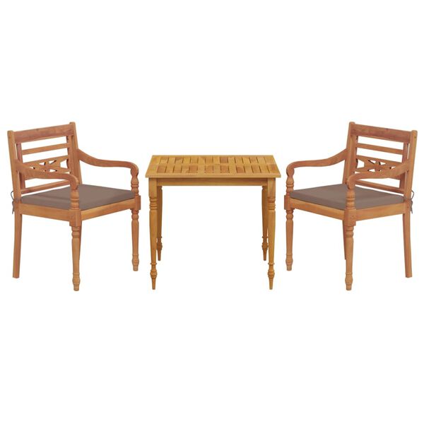 vidaXL &Sigma;&epsilon;&tau; &Tau;&rho;&alpha;&pi;&epsilon;&zeta;&alpha;&rho;ί&alpha;&sigmaf; &Kappa;ή&pi;&omicron;&upsilon; 3 &Tau;&epsilon;&mu;&alpha;&chi;ί&omega;&nu; &Mu;&alpha;&sigma;ί&phi; &Xi;ύ&lambda;&omicron; Teak &mu;&epsilon; &Mu;&alpha;&xi;&iota;&lambda;ά&rho;&iota;&alpha;