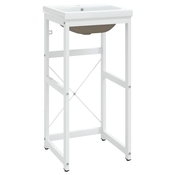 vidaXL Σκελετός Νιπτήρα Μπάνιου με Εντοιχισμένο Νιπτήρα Λευκό Σίδερο