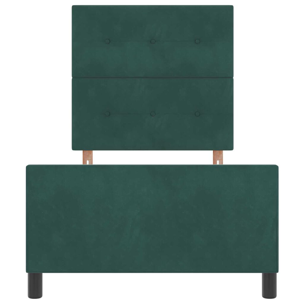 vidaXL Σκελετός Κρεβατιού Σκούρο πράσινο 90 x 190 cm Βελούδο
