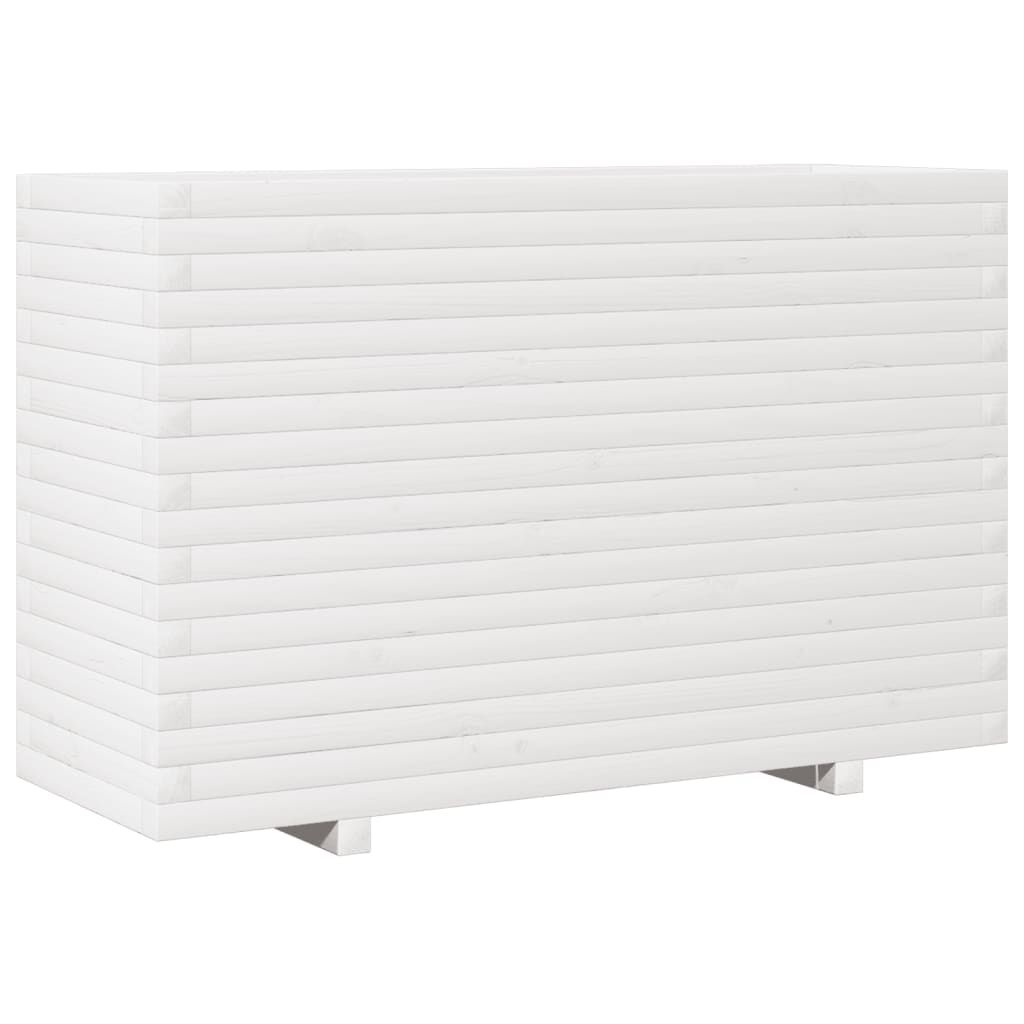 vidaXL Ζαρντινιέρα Κήπου Λευκή 110x40x72 εκ. από Μασίφ Ξύλο Πεύκου