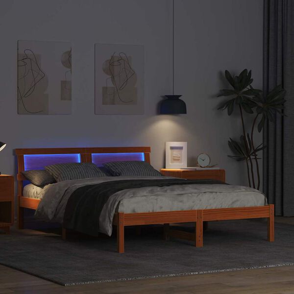 vidaXL Σκελετός Κρεβατιού Καφέ κεριού 120 x 200 cm Μασίφ ξύλο πεύκου