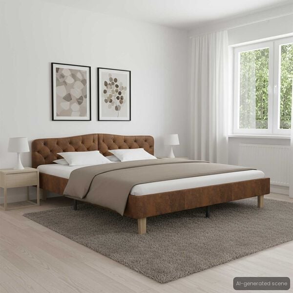 vidaXL Πλαίσιο Κρεβατιού Καφέ 180 x 200 εκ. από Συνθετικό Καστόρι