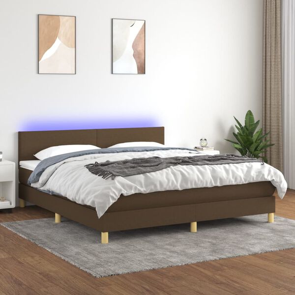 vidaXL &Kappa;&rho;&epsilon;&beta;ά&tau;&iota; Boxspring &mu;&epsilon; &Sigma;&tau;&rho;ώ&mu;&alpha; & LED &Sigma;&kappa;.&Kappa;&alpha;&phi;έ 180x200&epsilon;&kappa;. &Upsilon;&phi;&alpha;&sigma;&mu;ά&tau;&iota;&nu;&omicron;