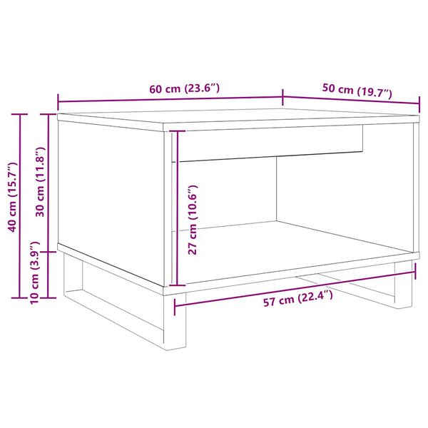 vidaXL Τραπεζάκι σαλονιού Παλαιό ξύλο 60 x 50 x 40 εκ
