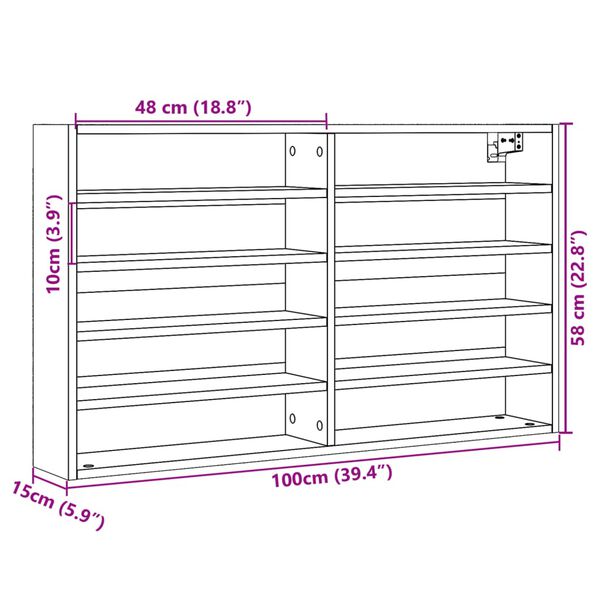 vidaXL Βιτρίνα Καπνιστή Δρυς 100x15x58 εκ. από Επεξεργασμένο Ξύλο